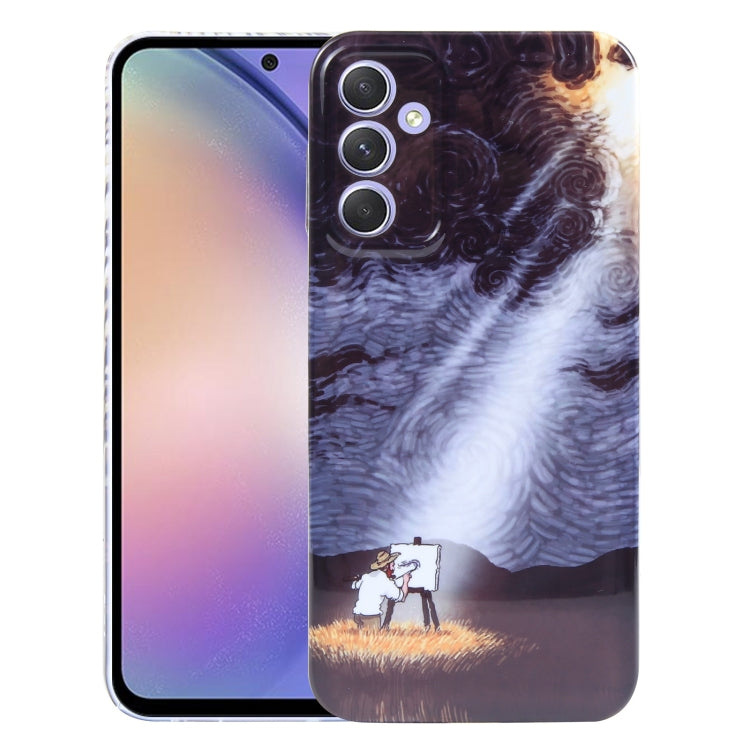 For Samsung Galaxy A54 5G Precise Hole Oil Painting Pattern PC Phone Case(Shine) by buy2fix