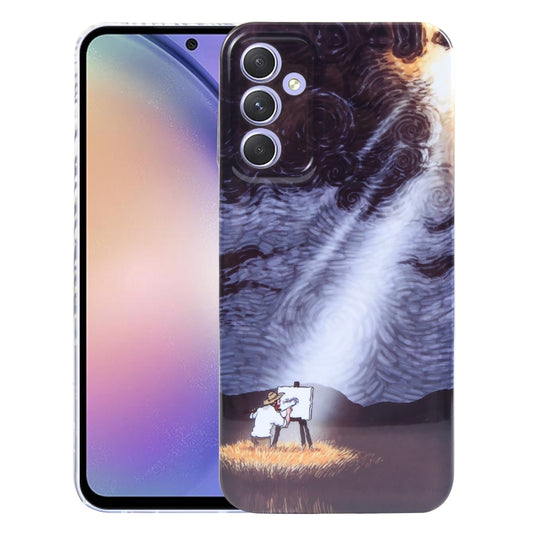 For Samsung Galaxy A54 5G Precise Hole Oil Painting Pattern PC Phone Case(Shine) by buy2fix