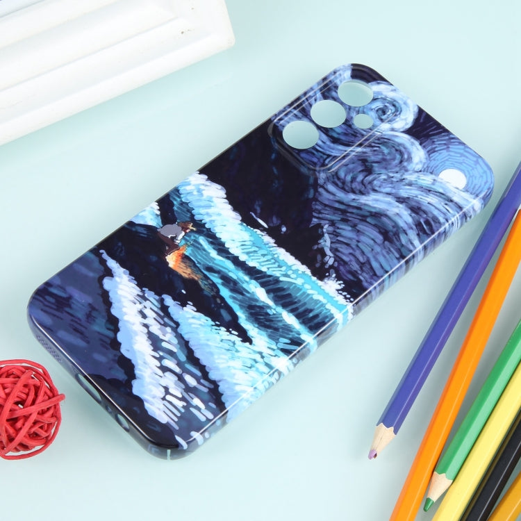 For Samsung Galaxy A54 5G Precise Hole Oil Painting Pattern PC Phone Case(Sea Wave) by buy2fix
