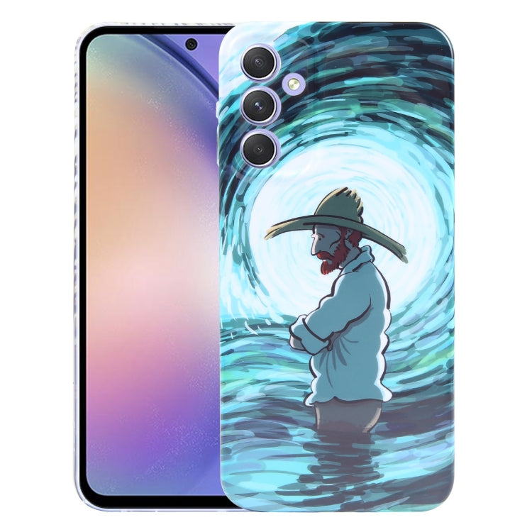 For Samsung Galaxy A54 5G Precise Hole Oil Painting Pattern PC Phone Case(Thinker) by buy2fix