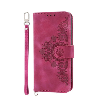 For Huawei P60 / P60 Pro Skin Feel Flowers Embossed Wallet Leather Phone Case(Wine Red) - Huawei Cases by buy2fix | Online Shopping UK | buy2fix