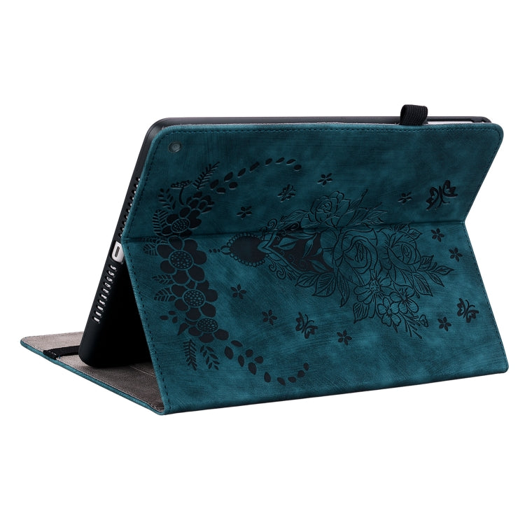 For Amazon Kindle Fire HD10 2021 Butterfly Rose Embossed Leather Smart Tablet Case(Dark Blue) - Amazon by buy2fix | Online Shopping UK | buy2fix