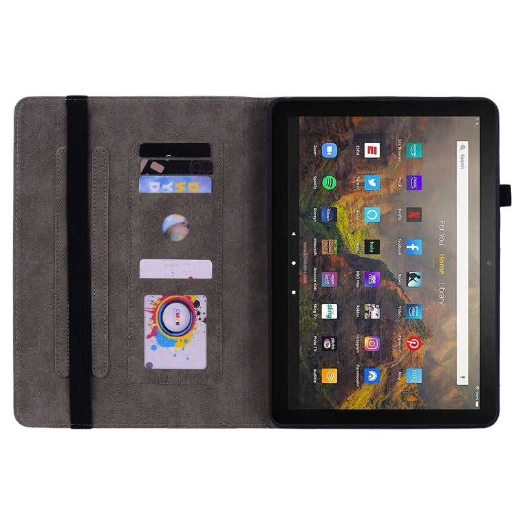 For Amazon Kindle Fire HD10 2021 Butterfly Rose Embossed Leather Smart Tablet Case(Dark Blue) - Amazon by buy2fix | Online Shopping UK | buy2fix