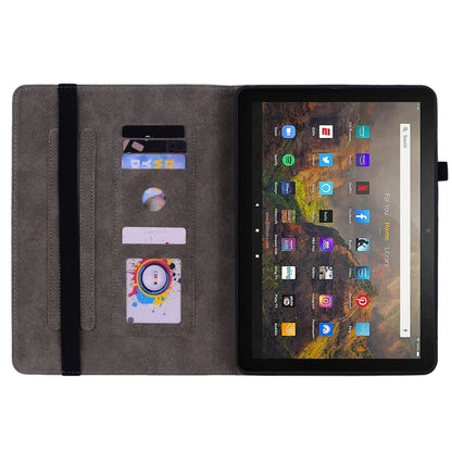 For Amazon Kindle Fire HD10 2021 Butterfly Rose Embossed Leather Smart Tablet Case(Dark Blue) - Amazon by buy2fix | Online Shopping UK | buy2fix