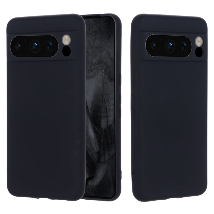 For Google Pixel 8 Pro Pure Color Liquid Silicone Shockproof Phone Case(Black) - Google Cases by buy2fix | Online Shopping UK | buy2fix
