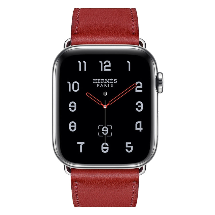 For Apple Watch Series 7 45mm / 6 & SE & 5 & 4 44mm / 3 & 2 & 1 42mm Leather  Watch Band(Red) - Watch Bands by buy2fix | Online Shopping UK | buy2fix