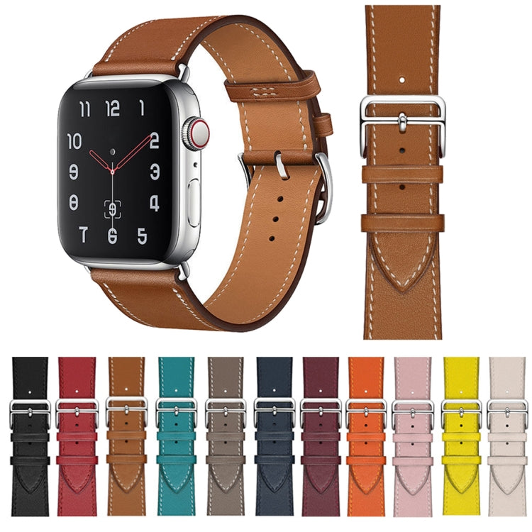 For Apple Watch Series 7 45mm / 6 & SE & 5 & 4 44mm / 3 & 2 & 1 42mm Leather  Watch Band(Red) - Watch Bands by buy2fix | Online Shopping UK | buy2fix
