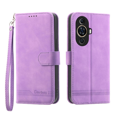For Huawei nova 11 Dierfeng Dream Line TPU Hybrid PU Leather Phone Case(Purple) - Huawei Cases by buy2fix | Online Shopping UK | buy2fix