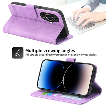 For Huawei nova 11 Dierfeng Dream Line TPU Hybrid PU Leather Phone Case(Purple) - Huawei Cases by buy2fix | Online Shopping UK | buy2fix