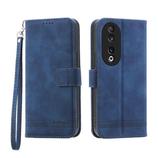 For Honor 90 5G Dierfeng Dream Line TPU Hybrid PU Leather Phone Case(Blue) - Honor Cases by buy2fix | Online Shopping UK | buy2fix