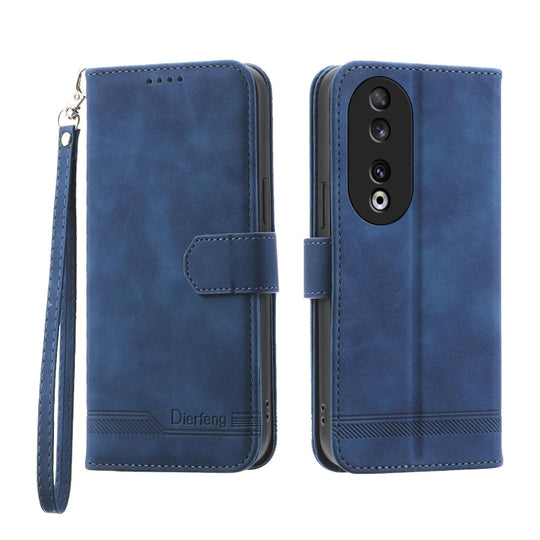 For Honor 90 5G Dierfeng Dream Line TPU Hybrid PU Leather Phone Case(Blue)