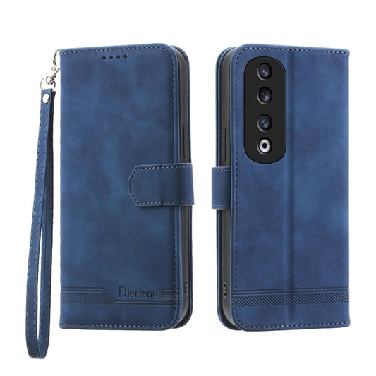 For Honor 90 Pro 5G Dierfeng Dream Line TPU Hybrid PU Leather Phone Case(Blue) by buy2fix