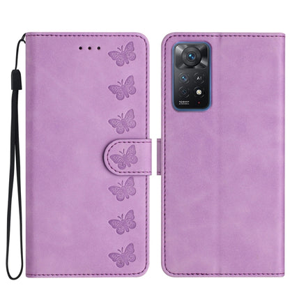 For Xiaomi Redmi Note 11 Pro 5G Global Seven Butterflies Embossed Leather Phone Case(Purple) by buy2fix