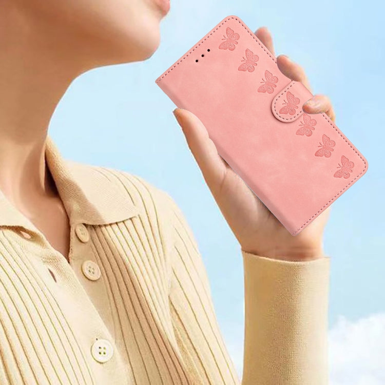 For Xiaomi Redmi Note 12 5G Global Seven Butterflies Embossed Leather Phone Case(Pink) by buy2fix