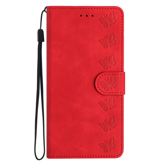 For Xiaomi Redmi Note 12 Pro 5G Global Seven Butterflies Embossed Leather Phone Case(Red) by buy2fix