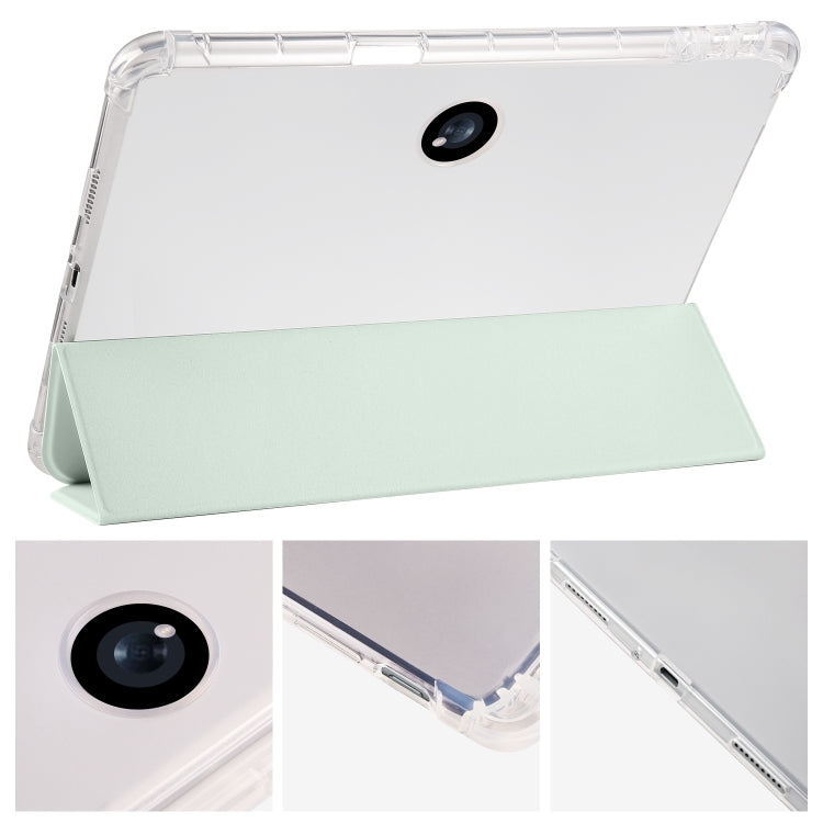 For OPPO Pad 2 11.6 2023 3-fold Clear TPU Smart Leather Tablet Case with Pen Slot(Light Green) - OPPO by buy2fix | Online Shopping UK | buy2fix