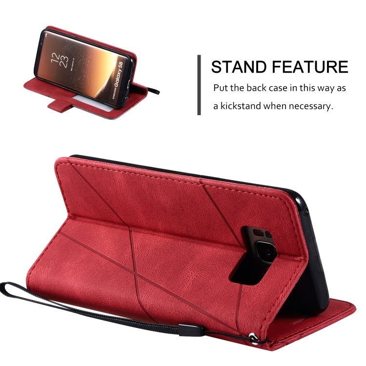 For Samsung Galaxy S8 Skin Feel Splicing Horizontal Flip Leather Case with Holder & Card Slots & Wallet & Photo Frame(Red) - Galaxy Phone Cases by buy2fix | Online Shopping UK | buy2fix