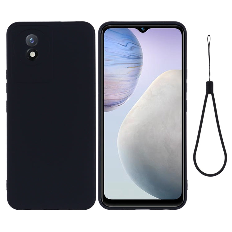 For vivo Y02A 4G / Y11 2023 4G Pure Color Liquid Silicone Shockproof Phone Case(Black) - vivo Cases by buy2fix | Online Shopping UK | buy2fix