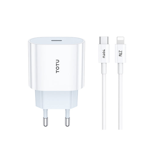 TOTU PD 20W Type-C Port Charger with Type-C to 8 Pin Data Cable Set, Specification:EU Plug(White) - USB Charger by TOTUDESIGN | Online Shopping UK | buy2fix