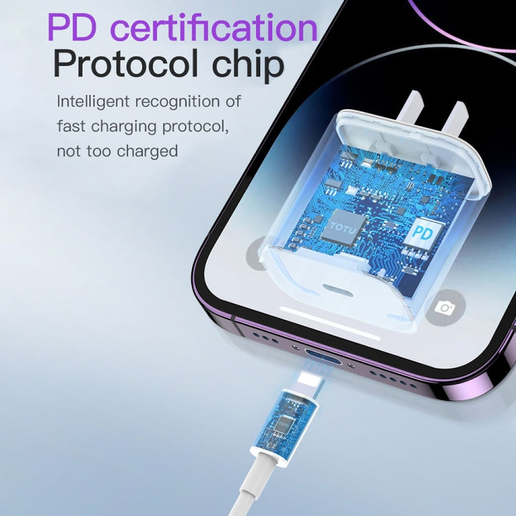 TOTU PD 20W Type-C Port Charger with Type-C to 8 Pin Data Cable Set, Specification:UK Plug(White) - USB Charger by TOTUDESIGN | Online Shopping UK | buy2fix