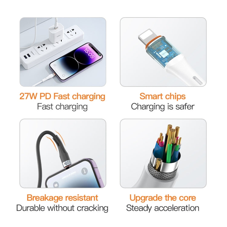 TOTU CB-2 Series USB to 8 Pin Aluminum Alloy Skin Feel Data Cable, Length:1m(White) - Normal Style Cable by TOTUDESIGN | Online Shopping UK | buy2fix