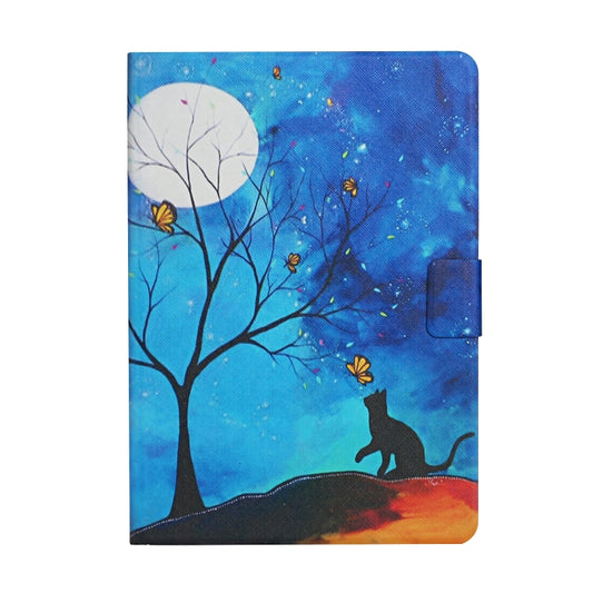 For Lenovo Tab M10 X605F X505 Colored Drawing Pattern Horizontal Flip Leather Case with Holder & Card Slots(Moonlight Cat) - Lenovo by buy2fix | Online Shopping UK | buy2fix