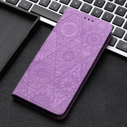 For Redmi Note 12 4G Global Ethnic Embossed Adsorption Leather Phone Case(Purple) by buy2fix