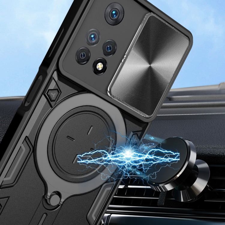 For Xiaomi Redmi Note 11 Pro CD Texture Sliding Camshield Magnetic Holder Phone Case(Black) by buy2fix