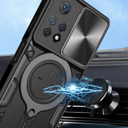 For Xiaomi Redmi Note 11 Pro CD Texture Sliding Camshield Magnetic Holder Phone Case(Black) by buy2fix
