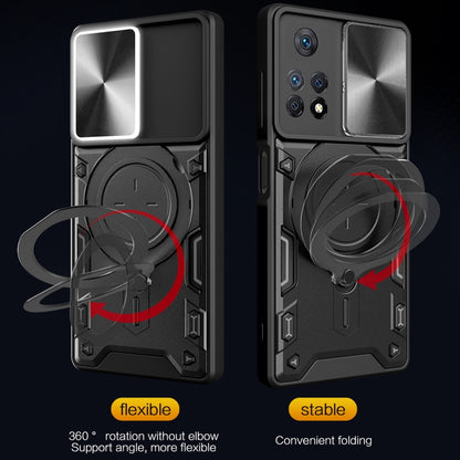 For Xiaomi Redmi Note 11 Pro CD Texture Sliding Camshield Magnetic Holder Phone Case(Black) by buy2fix