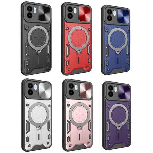 For Xiaomi Redmi A1 4G CD Texture Sliding Camshield Magnetic Holder Phone Case(Black) - Xiaomi Cases by buy2fix | Online Shopping UK | buy2fix