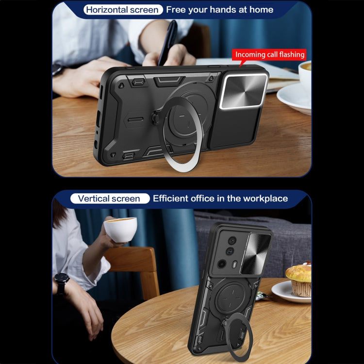 For Xiaomi 13 Lite / Civi 2 5G CD Texture Sliding Camshield Magnetic Holder Phone Case(Purple) - Xiaomi Cases by buy2fix | Online Shopping UK | buy2fix
