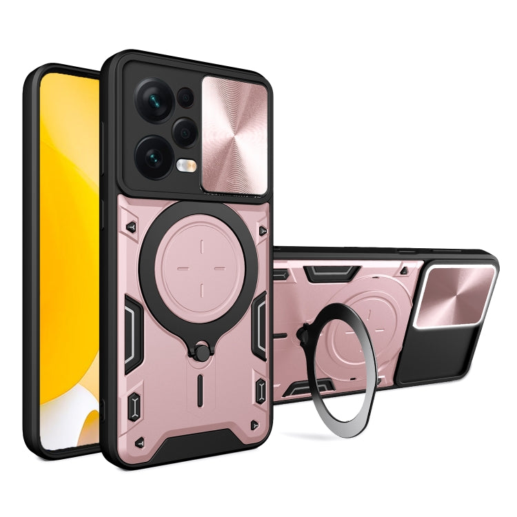 For Xiaomi Redmi Note 12 Pro 5G CD Texture Sliding Camshield Magnetic Holder Phone Case(Pink) by buy2fix