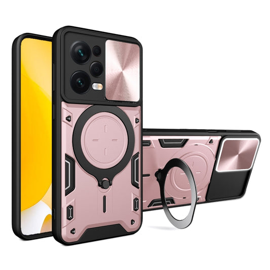 For Xiaomi Redmi Note 12 Pro 5G CD Texture Sliding Camshield Magnetic Holder Phone Case(Pink) by buy2fix