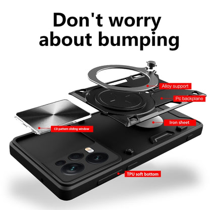 For Xiaomi Redmi Note 12 Pro 5G CD Texture Sliding Camshield Magnetic Holder Phone Case(Purple) by buy2fix