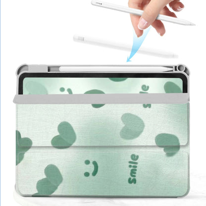 For iPad 2025 / 2022 720 Rotation Magnetic Painted Leather Smart Tablet Case(Green Heart) - iPad 2025 / 2022 Cases by buy2fix | Online Shopping UK | buy2fix