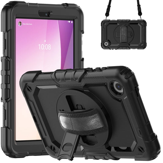 For Lenovo Tab M8 4th Gen Silicone Hybrid PC Tablet Case with Shoulder Strap(Black) - Lenovo by buy2fix | Online Shopping UK | buy2fix