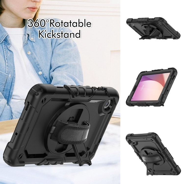 For Lenovo Tab M8 4th Gen Silicone Hybrid PC Tablet Case with Shoulder Strap(Black) by buy2fix
