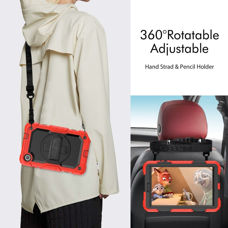 For Lenovo Tab M8 4th Gen Silicone Hybrid PC Tablet Case with Shoulder Strap(Red) - Lenovo by buy2fix | Online Shopping UK | buy2fix
