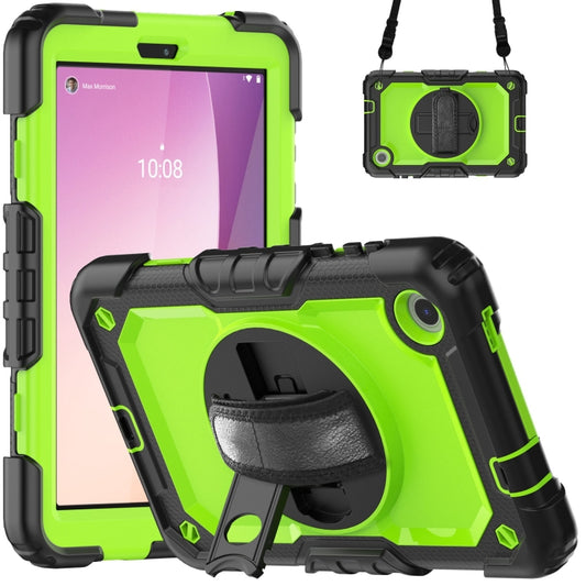 For Lenovo Tab M8 4th Gen Silicone Hybrid PC Tablet Case with Shoulder Strap(Yellow Green PC) - Lenovo by buy2fix | Online Shopping UK | buy2fix