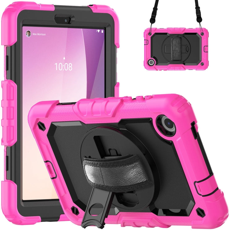 For Lenovo Tab M8 4th Gen Silicone Hybrid PC Tablet Case with Shoulder Strap(Rose Red) - Lenovo by buy2fix | Online Shopping UK | buy2fix