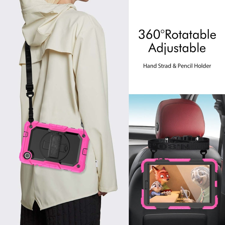 For Lenovo Tab M8 4th Gen Silicone Hybrid PC Tablet Case with Shoulder Strap(Rose Red) - Lenovo by buy2fix | Online Shopping UK | buy2fix