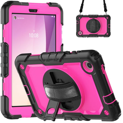 For Lenovo Tab M8 4th Gen Silicone Hybrid PC Tablet Case with Shoulder Strap(Rose Red PC) by buy2fix