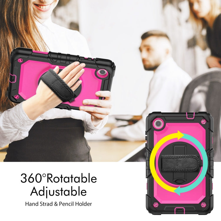 For Lenovo Tab M8 4th Gen Silicone Hybrid PC Tablet Case with Shoulder Strap(Rose Red PC) by buy2fix