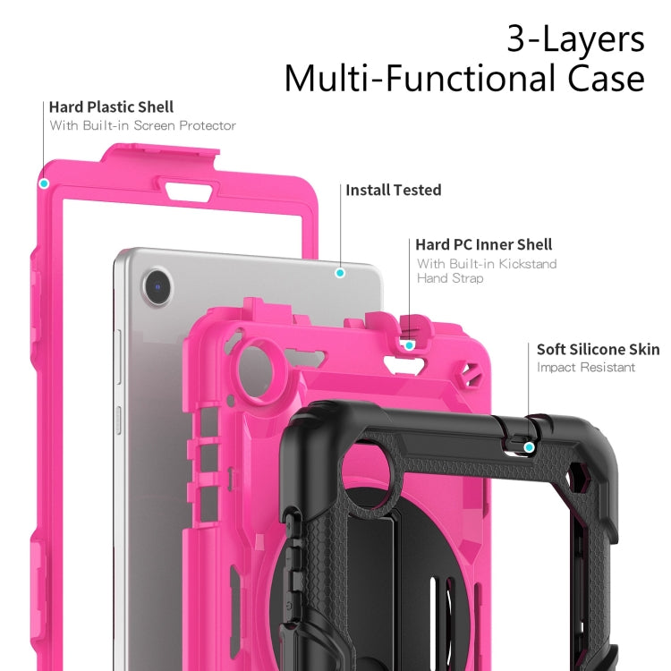 For Lenovo Tab M8 4th Gen Silicone Hybrid PC Tablet Case with Shoulder Strap(Rose Red PC) by buy2fix