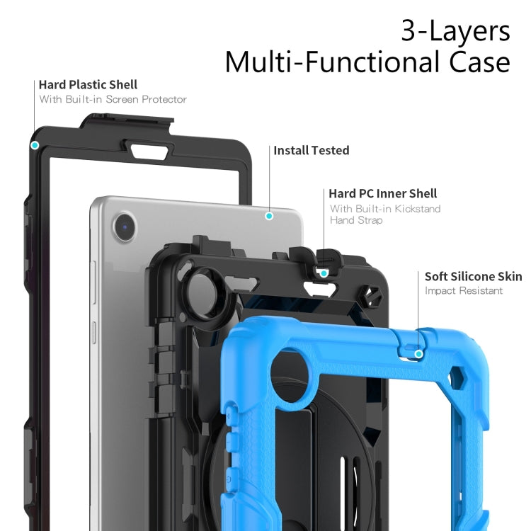 For Lenovo Tab M8 4th Gen Silicone Hybrid PC Tablet Case with Shoulder Strap(Light Blue) - Lenovo by buy2fix | Online Shopping UK | buy2fix