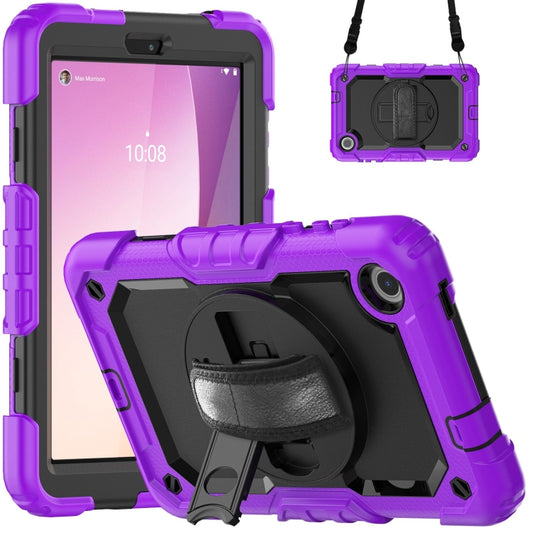 For Lenovo Tab M8 4th Gen Silicone Hybrid PC Tablet Case with Shoulder Strap(Purple) - Lenovo by buy2fix | Online Shopping UK | buy2fix