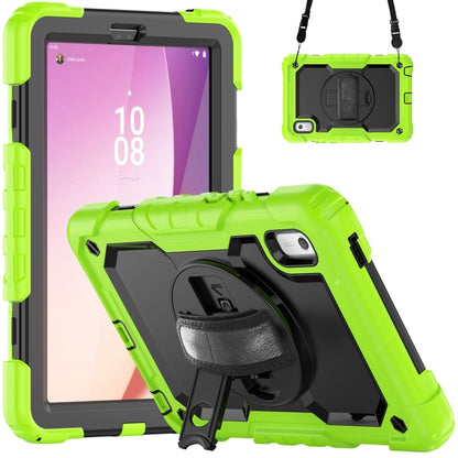 For Lenovo Tab M9 Silicone Hybrid PC Tablet Case with Shoulder Strap(Yellow Green) by buy2fix
