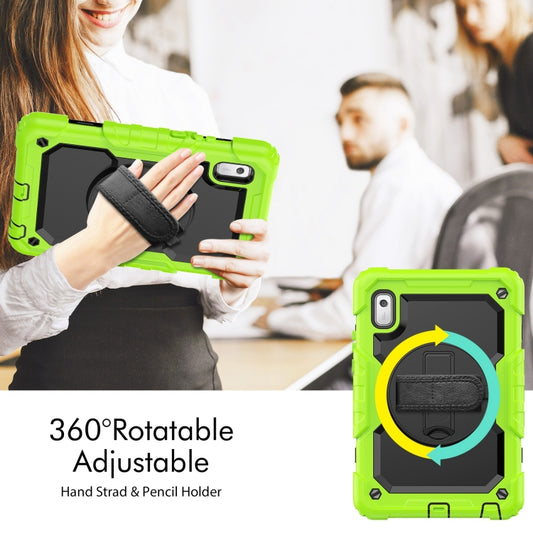 For Lenovo Tab M9 Silicone Hybrid PC Tablet Case with Shoulder Strap(Yellow Green) - Lenovo by buy2fix | Online Shopping UK | buy2fix