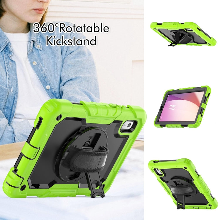 For Lenovo Tab M9 Silicone Hybrid PC Tablet Case with Shoulder Strap(Yellow Green) by buy2fix